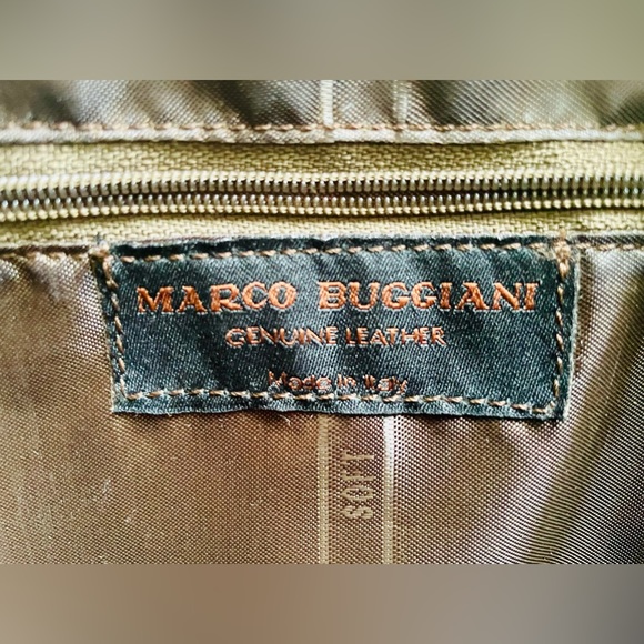 Rectangular 100% Italian Leather Marco Buggiani Green Shoulder Bag - Picture 6 of 9